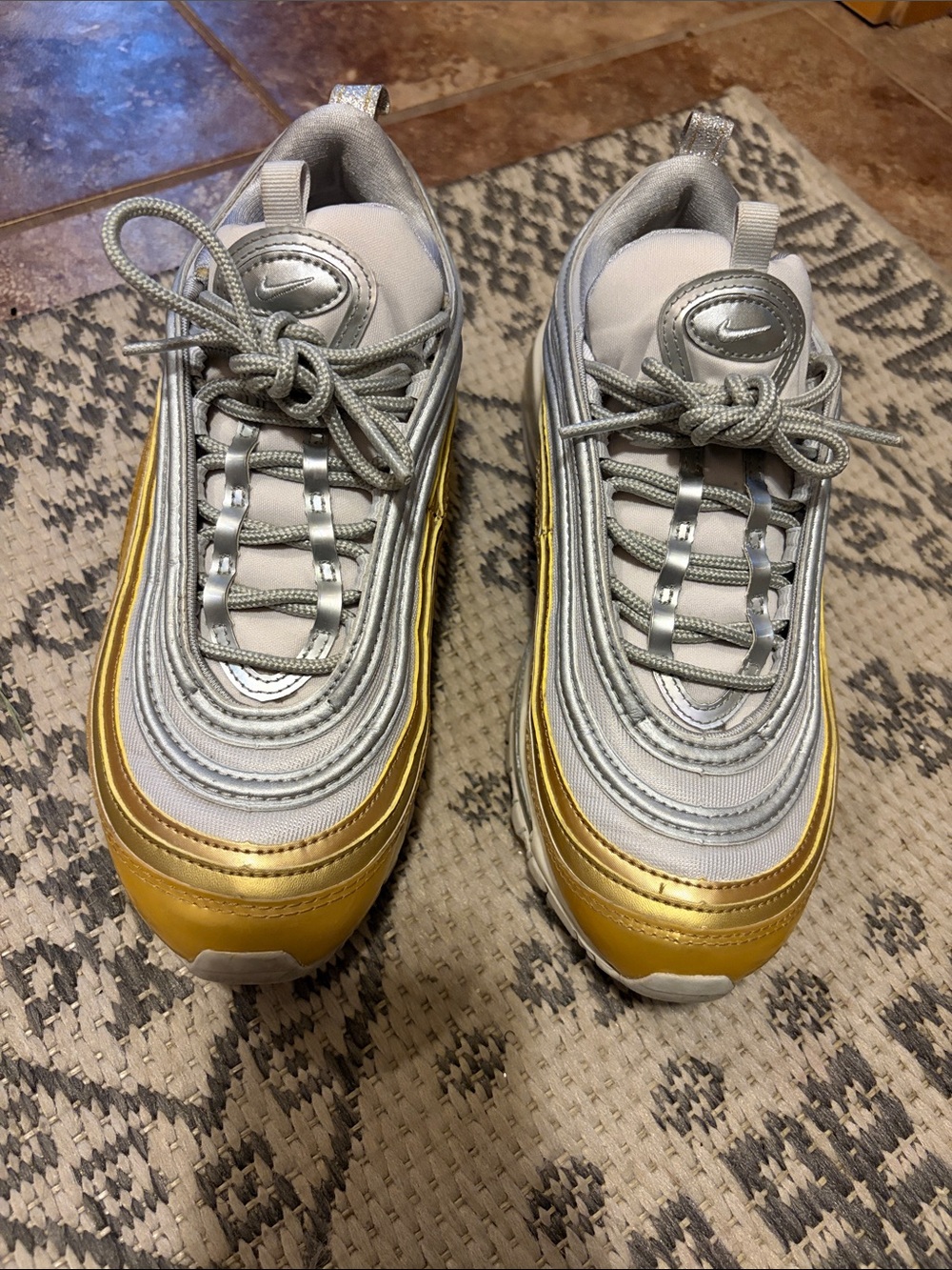 Women’s Nike air max Metallic Silver with Gold Trim